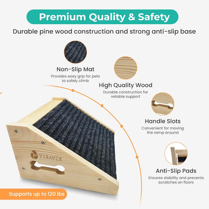 Dog Ramp for Stairs, Non Slip Dog Stairs, Sturdy Wooden Pet Steps for Small Dogs and Cats Fits Staircase Indoor, Support for Injured and Senior Pets