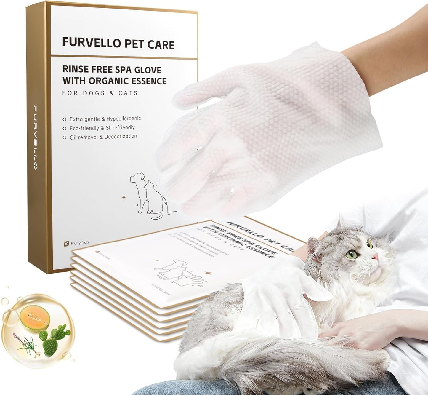 Pet Glove Wipes for Dogs and Cats 20 Count Dog Cleaning Wipes for Paws and Butt Waterless Dog Bath Wipes Hypoallergenic Fragrance Free with 10 Sealing Stickers and 5 Drying Towels