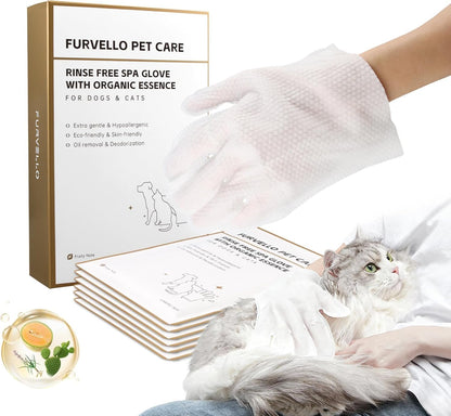 Pet Glove Wipes for Dogs and Cats 20 Count Dog Cleaning Wipes for Paws and Butt Waterless Dog Bath Wipes Hypoallergenic Fragrance Free with 10 Sealing Stickers and 5 Drying Towels