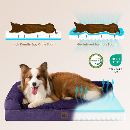 EHEYCIGA Orthopedic Dog Bed Medium Size Dogs, Memory Foam Dog Bed with Washable Removable Cover, Waterproof Pet Sofa Couch for Crate with Nonskid Bottom, 30x20x6, Grey