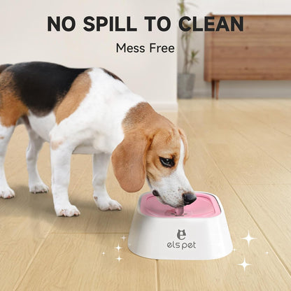 ELS PET Travel Bowl, No Spill, No Drip Slow Water Feeder/Dispenser for Dogs, Cats, 35oz/1L, Splash Proof Travel Bowl for Crate and Car, Keeps Floor & Beard Dry, Dishwasher Safe (Grey)