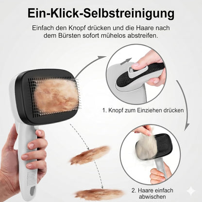One-Button Self Cleaning Pet Brush for Dogs & Cats, Skin-Friendly Detangling & Shedding Tool for Long and Short Hair, Retractable Grooming Comb, Purple