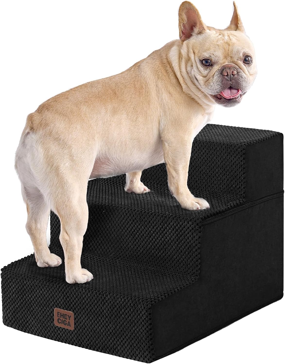 EHEYCIGA Dog Stairs for High Bed 22.5" H, 5-Step Dog Steps for Bed, Pet Steps for Small Dogs and Cats, Non-Slip Balanced Pet Ramp Indoor, Grey