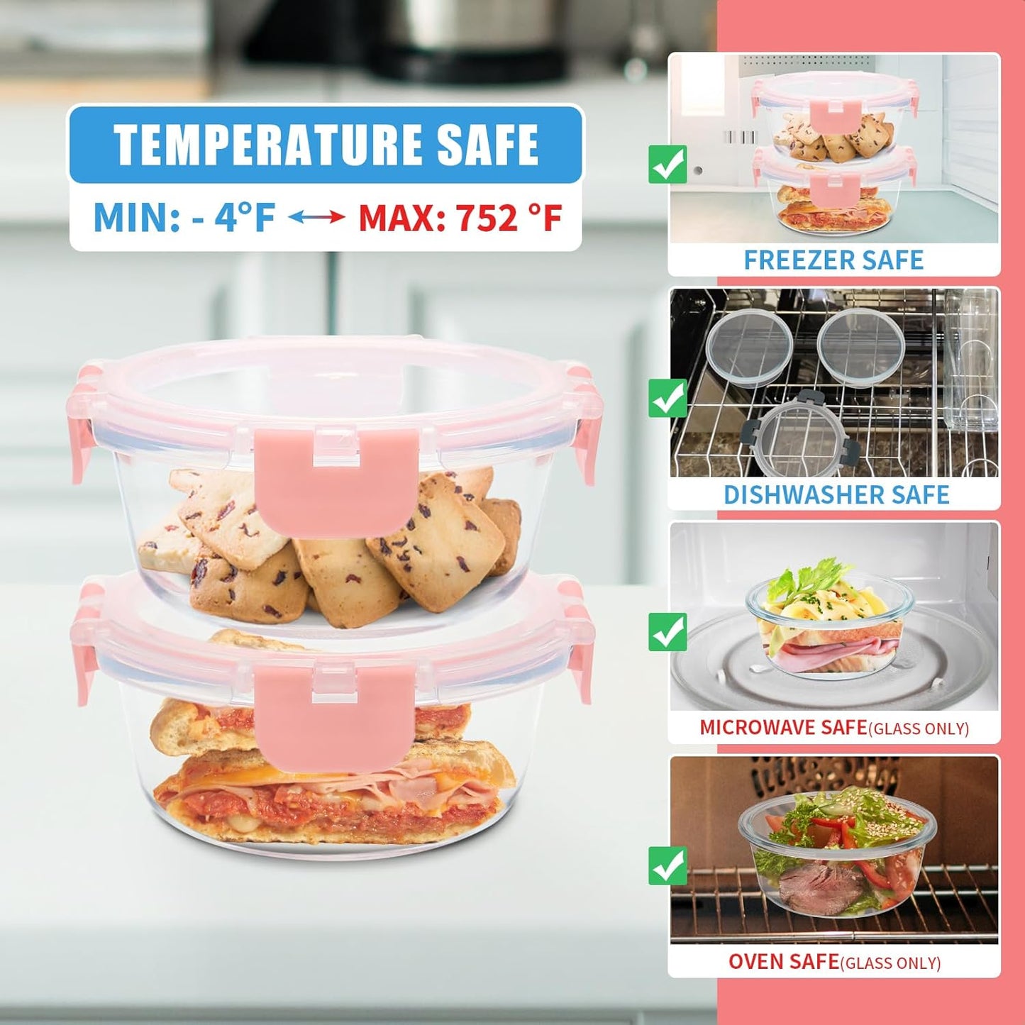 GULFLIN 24-Piece Small Glass Food Storage Containers with Lids Airtight, 1.5 Cup Meal Prep Containers Set, Microwave&Dishwasher Safe, Leak-Proof, BPA-Free, Grey
