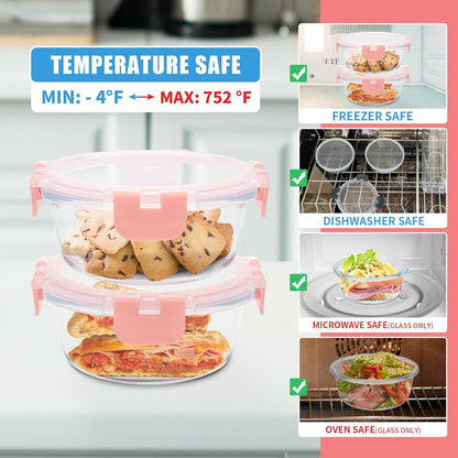 GULFLIN 24-Piece Small Glass Food Storage Containers with Lids Airtight, 1.5 Cup Meal Prep Containers Set, Microwave&Dishwasher Safe, Leak-Proof, BPA-Free, Grey