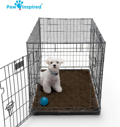 Paw Inspired Washable Padded Crate Mats for Dogs | 29” x 18” Pad, Fits 30-inch Kennels | Leakproof, Waterproof Bottom, Plush Pet Beds (Gray)