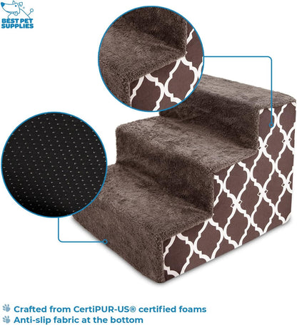 Best Pet Supplies Dog Stairs & Steps - Foam Steps for Small Dogs & Cats, Non-Slip Indoor Balanced Pet Step Support, Dog Ramp, No Assembly, Ash Gray Linen, 2-Step (12-inch Height)
