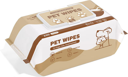 32 PCS Unscented Extra Thick Pet Bathing Wipes for Dogs & Cats, Dog Wipes Washing Gloves, Cleaning & Deodorizing Grooming Gloves for Daily Care and Traveling with EDI Water, Glycerin, Aloe Extract