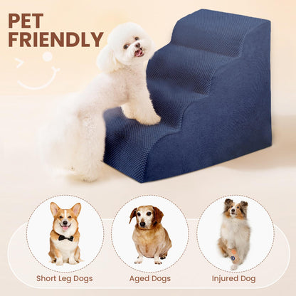 Dog Stairs for Small Dogs, 3 Tiers High Density Foam Dog Ramp, Extra Wide Non-Slip Pet Steps for High Beds Or Couch, Soft Foam Doggie Ladder for Dogs Injured, Older Pets, Small Cats