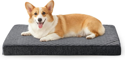 JOEJOY XL Dog Beds Large Sized Dog, Orthopedic Big Dogs Crate Bed with Washable Removable Cover, Extra Thick Egg-Crate Memory Foam Pet Beds up to 80 lbs, Grey, 41"x27"