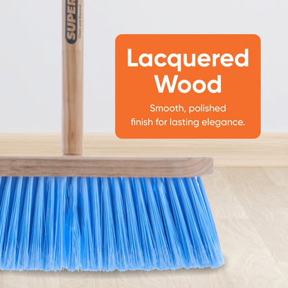 Superio Kitchen and Home Horsehair Broom With Wood Handle, Fine Premium Bristles - Heavy Duty Household Broom Easy Swiping Dust And Wisp Floors And Corners , 12" sweeping head