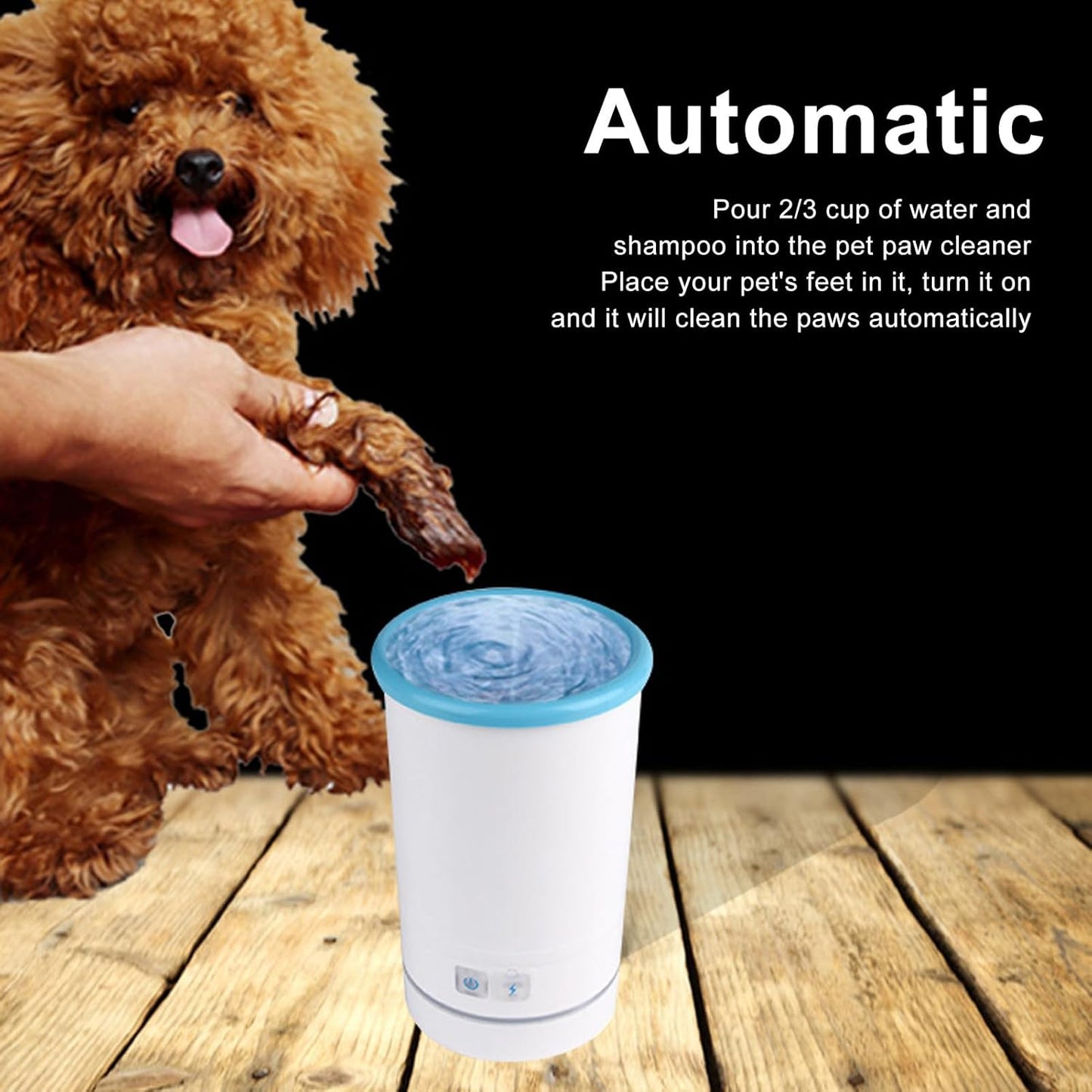 Automatic Dog Cleaner, Soft Electric Washer USB Rechargeable Portable Cleaner Cup, Dog Foot Cleaning Machine for Small to Medium Dogs Cats (White Blue)