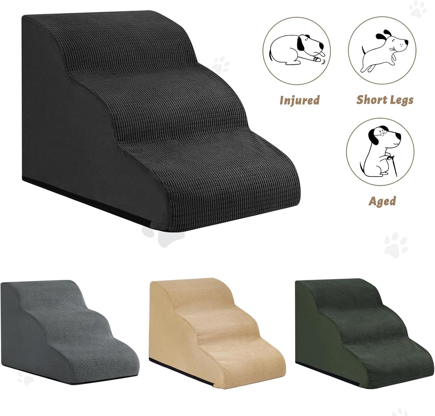 Aodisman 3-Step Dog Ramp and Stairs for Sofa and Chair - Non-Slip Sturdy Pet Steps for Small Dogs and Cats,15.7" H,Grey