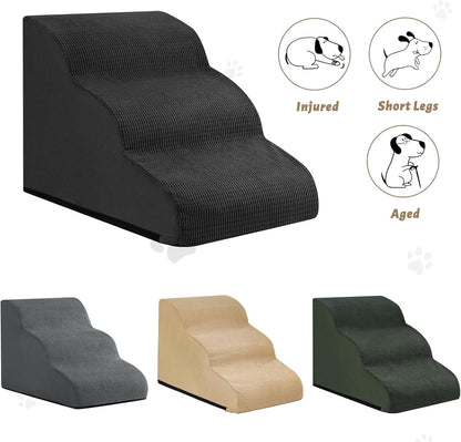 Aodisman 3-Step Dog Ramp and Stairs for Sofa and Chair - Non-Slip Sturdy Pet Steps for Small Dogs and Cats,15.7" H,Grey