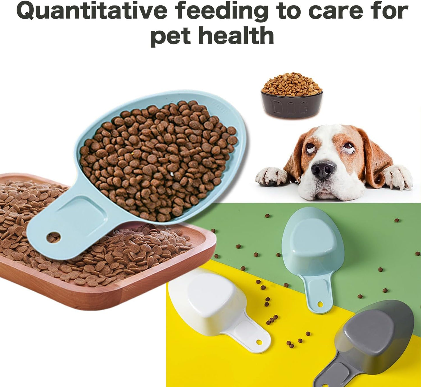 3PCS Dog Food Scoop 1 Cup, Plastic Pet Food Scoop with Measuring Lines 1/2 Cup 1/4 Cup for Dogs Cats Birds and Rabbits