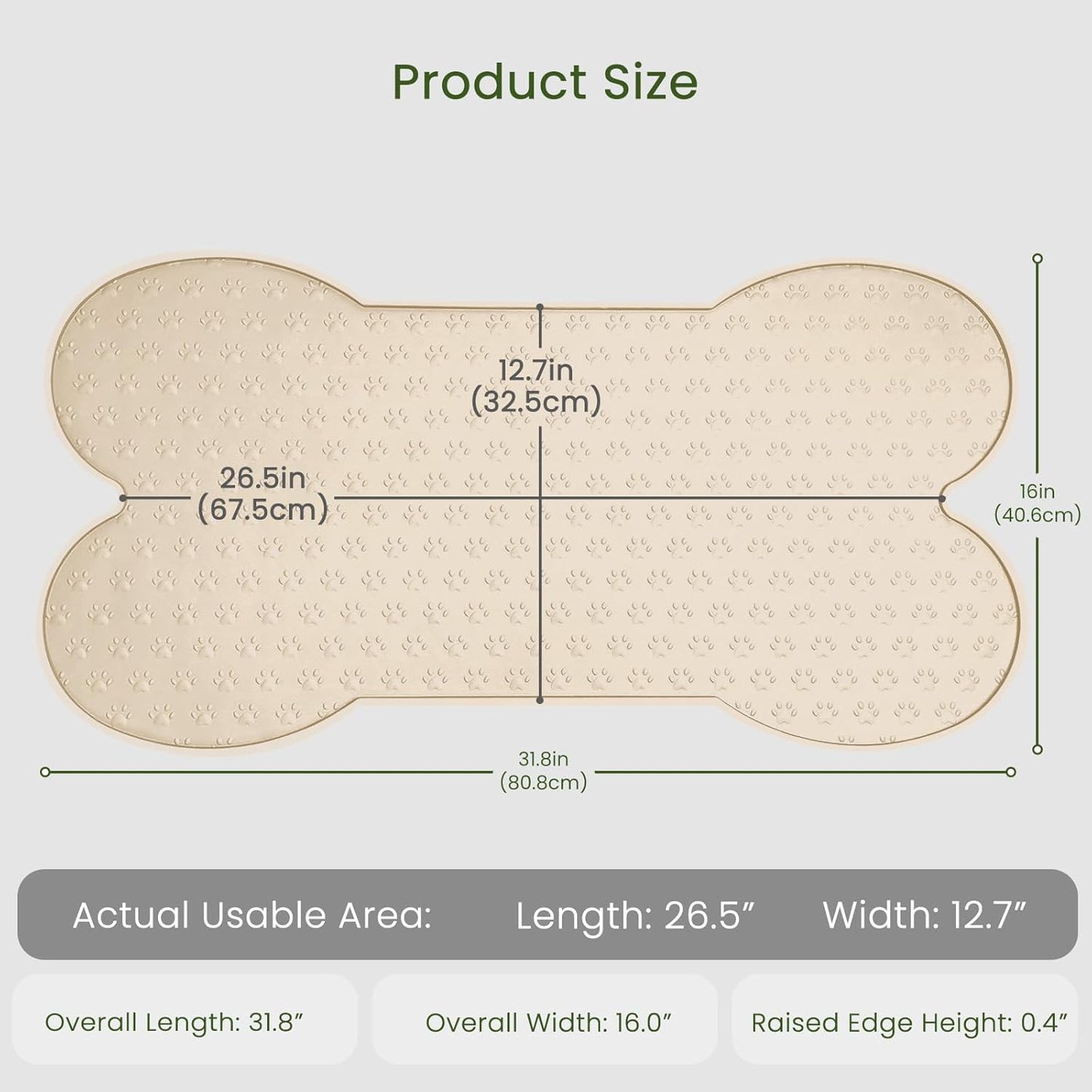 PWTAA Dog Food Mat Anti-Slip Silicone Dog Bowl Mat Thicker Pet Placemat Waterproof Cat Feeder Pad with Raised Edge Puppy Kitten Feeding Mats Suitable Small Medium-Sized Dogs Cats Eating Tray