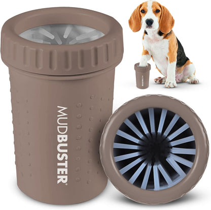 Dexas MudBuster Medium Dog Paw Cleaner in Fuchsia - Fits 1.5"-2.5" Wide Paws, Portable Paw Washer for Muddy Paws, Dog Paw Cleaning Cup with Gentle Silicone Bristles, Quick Clean Pet Paw Washer