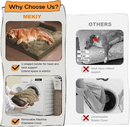 Large Dog Bed Orthopedic Washable - Beds Bolster - Medium XL XLarge Big Dogs - Memory Foam Couch Sofa - Waterproof with Removable Cover