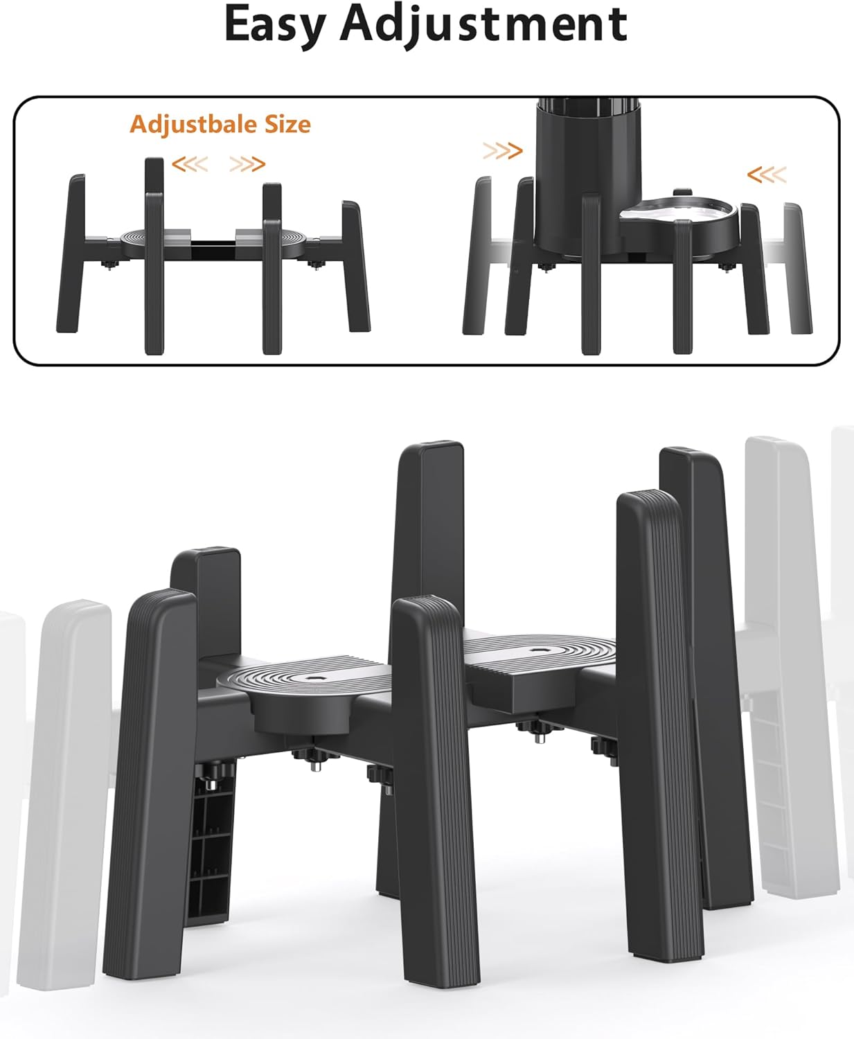 CZPET Dog Bowl Stand with Adjustable Height and Width [Stand Only], Elevated Pet Water & Food Feeder for Medium & Large Dogs, Stable and Anti-Slip Raied Bowl