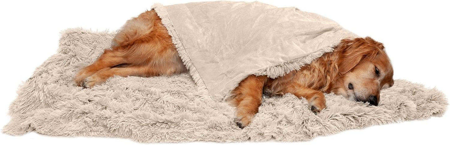 FurHaven Waterproof Throw Blanket For Dogs & Indoor Cats, Reversible Protective Pet Blanket, Extra Large, Long Faux Fur & Velvet, Mist Gray