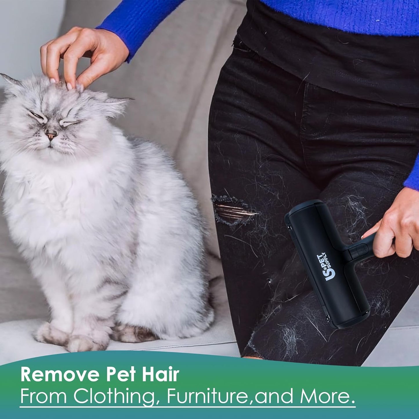 Pet Hair Remover Roller -Reusable, Self Cleaning Lint Roller for Pet Hair Removal on Furniture, Carpets, Clothes & Car Seats-Dog & Cat Hair Remover No Sticky Tapes (White)
