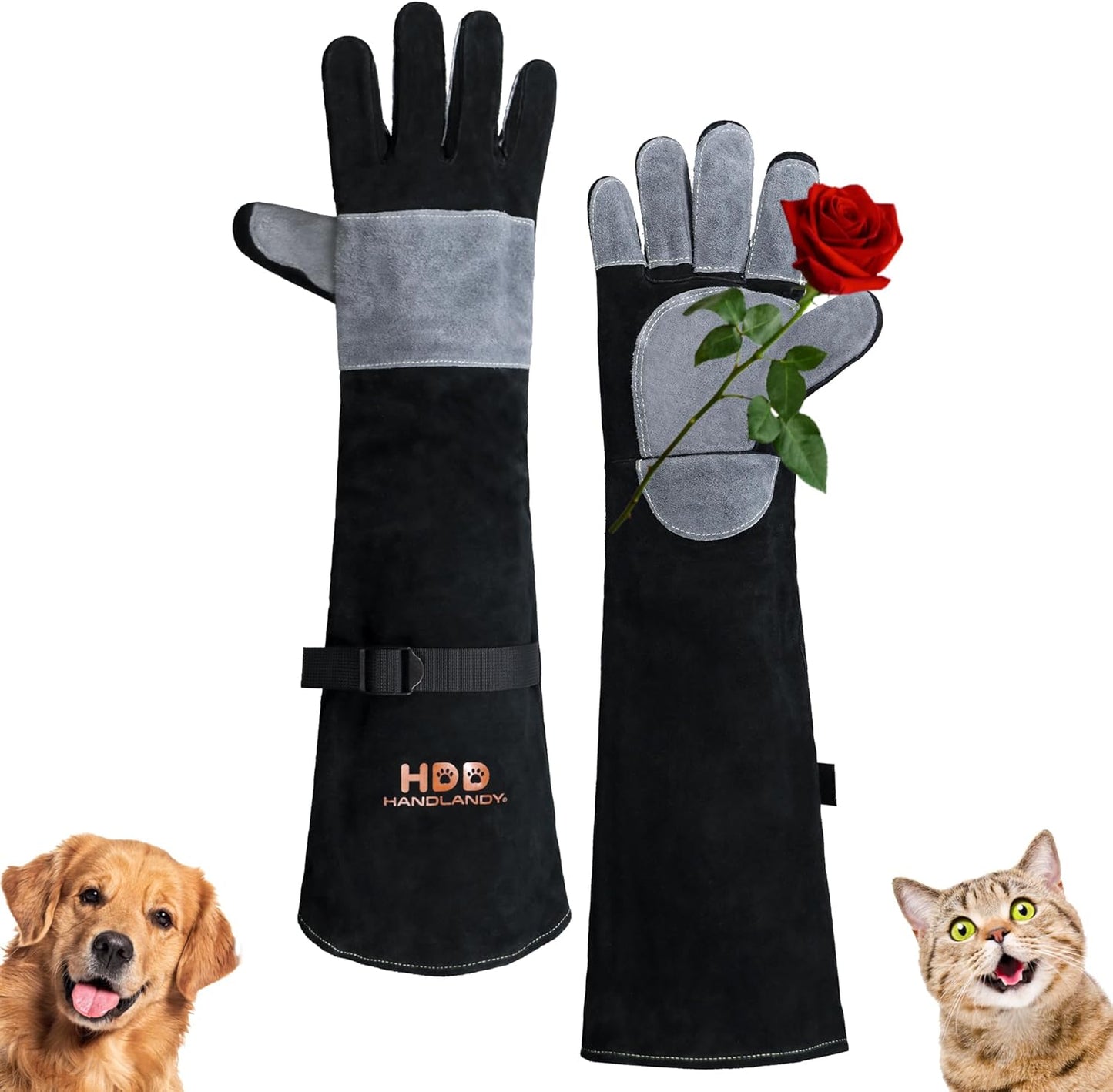 HANDLANDY Animal Handling Gloves, Bite-Proof, Scratch-Resistant, Pet Gloves for Dogs, Cats, Falconry, Gardening