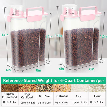 TBMax Dog Food Storage Container 5-7 lbs, Airtight Cat Food Container with Larger Spout & Measuring Cup, Portable Pet Food Storage Dispenser for Small Animal Kibble Storage, Bird Seed Container
