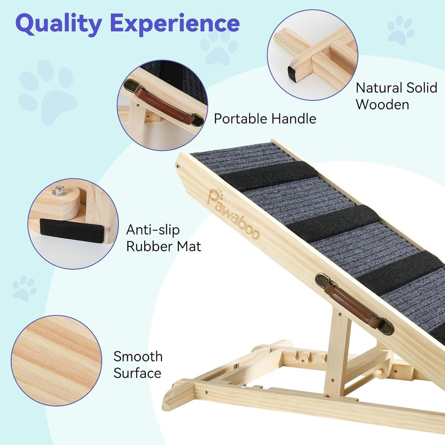 2026 Upgraded Dog Ramp for Couch, Foldable Small Dog Ramp for Sofa, 4 Adjustable Height from 13'' to 21", Portable Stable Pet Steps with Non-Slip Pad, Pet Ramps Use for Sofa Couch Stairs