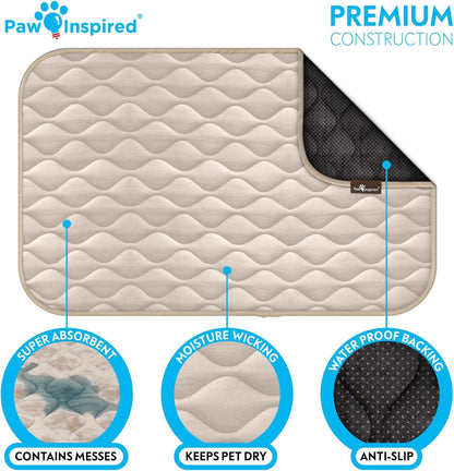 Paw Inspired Washable Padded Crate Mats for Dogs | 29” x 18” Pad, Fits 30-inch Kennels | Leakproof, Waterproof Bottom, Plush Pet Beds (Gray)