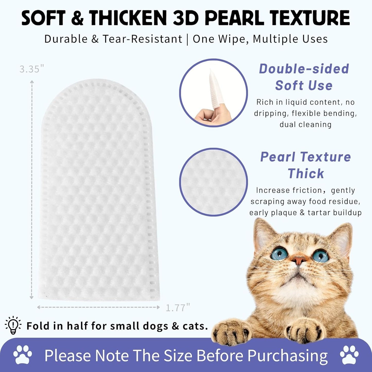60 Counts Dental Wipes for Dogs Teeth & Cats, No-Rinse Dog Tooth Wipes for Breath Freshener & Gum Care, Pet Toothbrush Toothpaste Alternative, Unscented Disposable Dog Oral Teeth Cleaning Finger Wipes