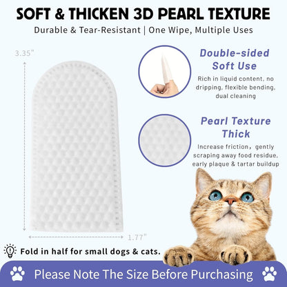 60 Counts Dental Wipes for Dogs Teeth & Cats, No-Rinse Dog Tooth Wipes for Breath Freshener & Gum Care, Pet Toothbrush Toothpaste Alternative, Unscented Disposable Dog Oral Teeth Cleaning Finger Wipes
