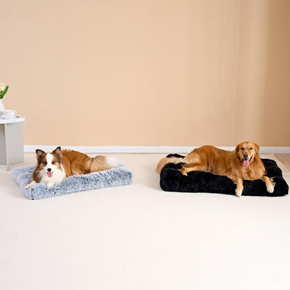 EHEYCIGA Fluffy Dog Crate Bed for Medium Dogs, Plush Faux Fur Crate Pad, Calming Anti Anxiety Medium Dog Bed, Washable Soft Warm Crate Mat with Non-Slip Bottom