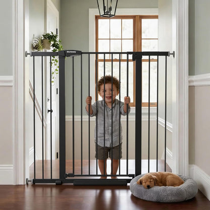 Mumeasy 36" High Extra Tall Dog Gate, 29.6"-40.5" Wide Pressure Mounted Tall Baby Gate for Dog, Auto Close Pet Gate with Door for Stairs,Doorways,House,Black