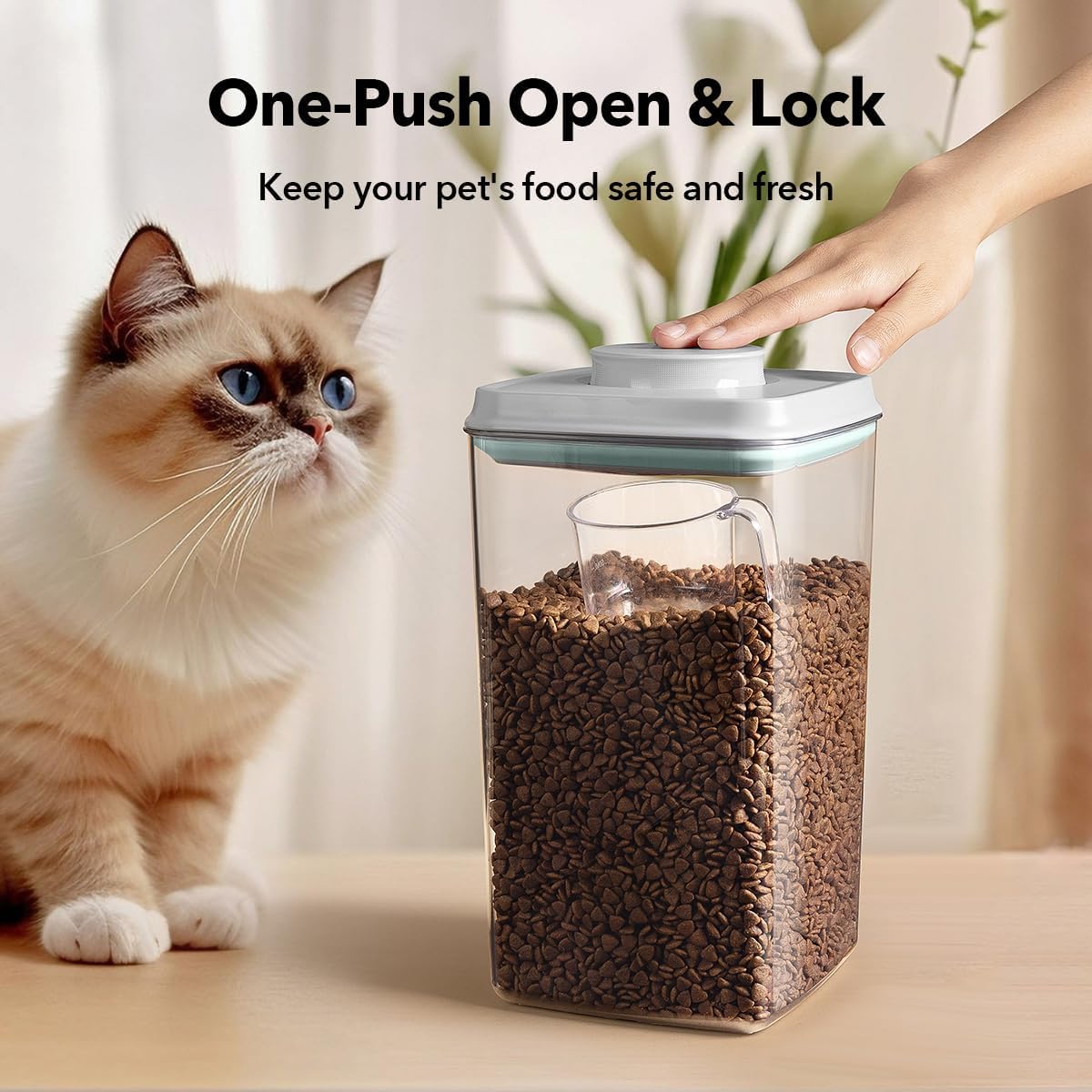 Dog-Cat Food Storage Container 45 lb/48 Qt, Large Stainless Steel Pet Food Bin with Airtight Lid & Scoop Included, Durable 304 Metal Storage for Dogs & Cats