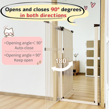 Lumizone Extra Tall Cat Gate 61.02" High Pressure Mounted Extra Wide 30.12"-34.05" (17Sizes) 1.37" Gap No Drilling Auto-Close Tall Pet Gate for Dogs (Black, 30.12"-34.05" W)