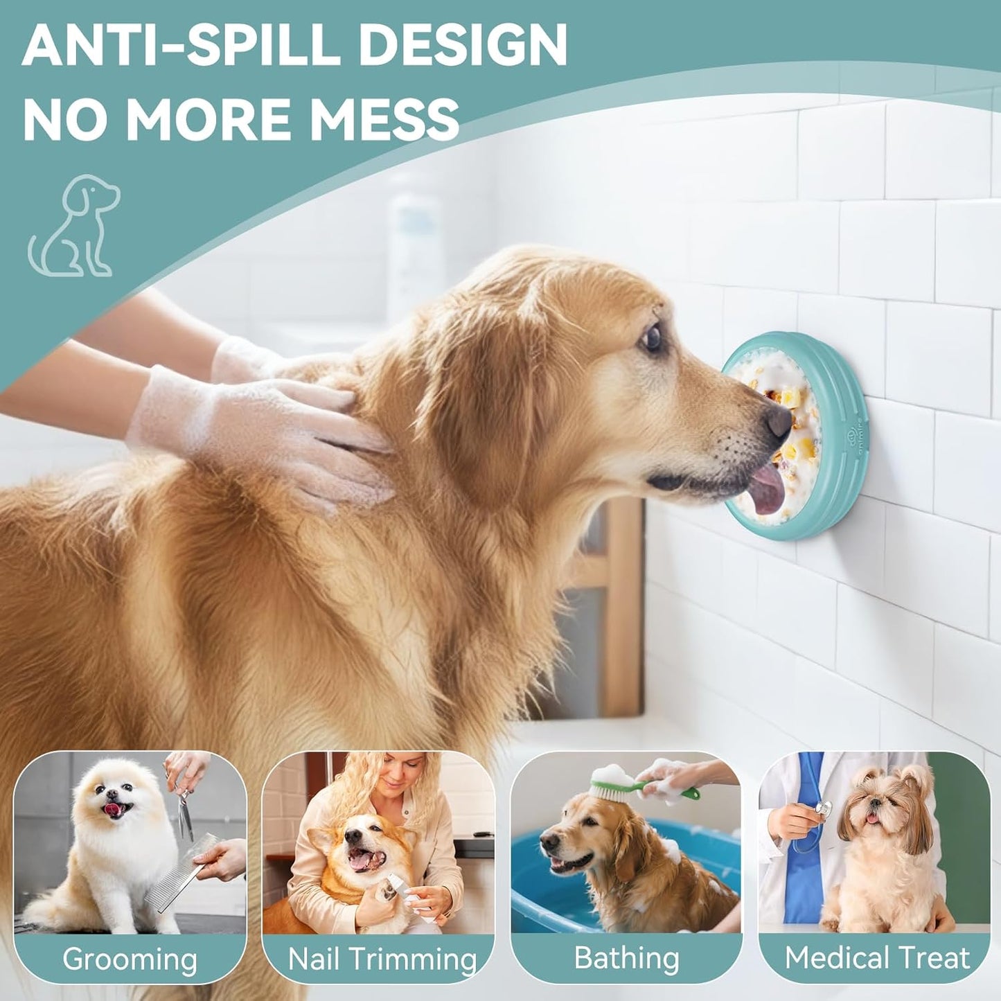Dog Lick Bowl, Animire Freeze Lick Mat for Dogs, Non-Slip Slow Feeder Licking Bowl Enrichment Treat for Distraction Anxiety Relief, Food Grade Silicone, Dishwasher Safe(Pastel Purple,S)