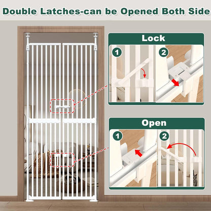 71" Extra Tall Cat Gate for Doorway,34"-37" Wide Pet Gate Pressure Mounted Walk Through Swing Auto Close Safety Dog Gates for Indoor, Stairs,Hallway