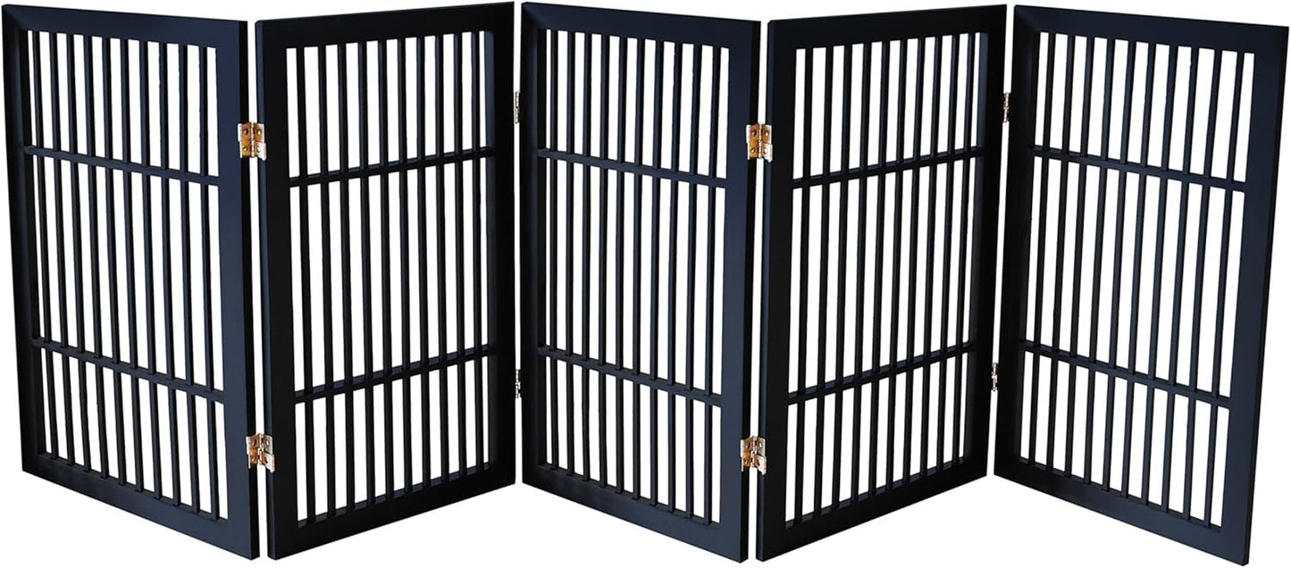 Urnporium Freestanding Wooden Dog Gate for Doorways – Foldable Acacia Wood Pet Gate, No Drill Portable Indoor/Outdoor Puppy Fence Barrier (White Pet Gate, 3 Panel 24" Tall)