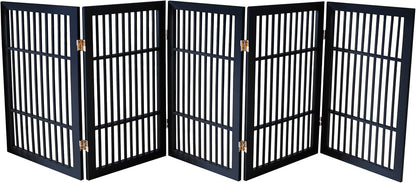 Urnporium Freestanding Wooden Dog Gate for Doorways – Foldable Acacia Wood Pet Gate, No Drill Portable Indoor/Outdoor Puppy Fence Barrier (White Pet Gate, 3 Panel 24" Tall)