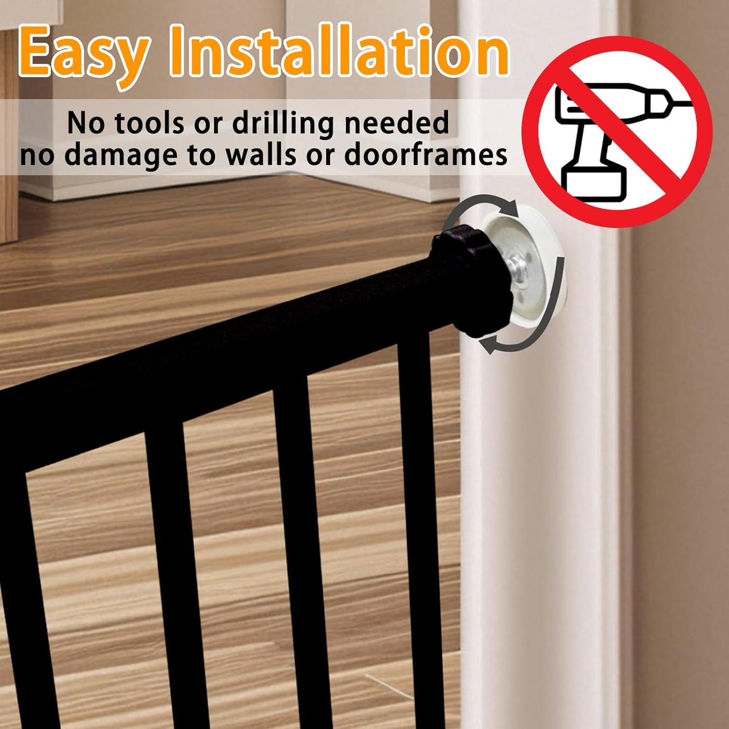 SHYUJAJIE Dog Gate for Small Dogs,Adjustable 18-48" Extra Wide Short Dog Gate for doorways,Low Pet Gate to Step Over for Stairs(White, 10" Height)