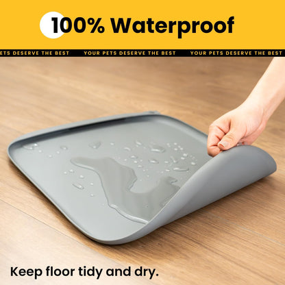 Conlun Dog Food Mat,1/2 Inch Raised Edges Cat Feeding Mat,BPA-Free Silicone Pet Mats for Floor Waterproof,Rubber Placemats for Food and Water Bowls(Natural Tan,18.9"x11.8")