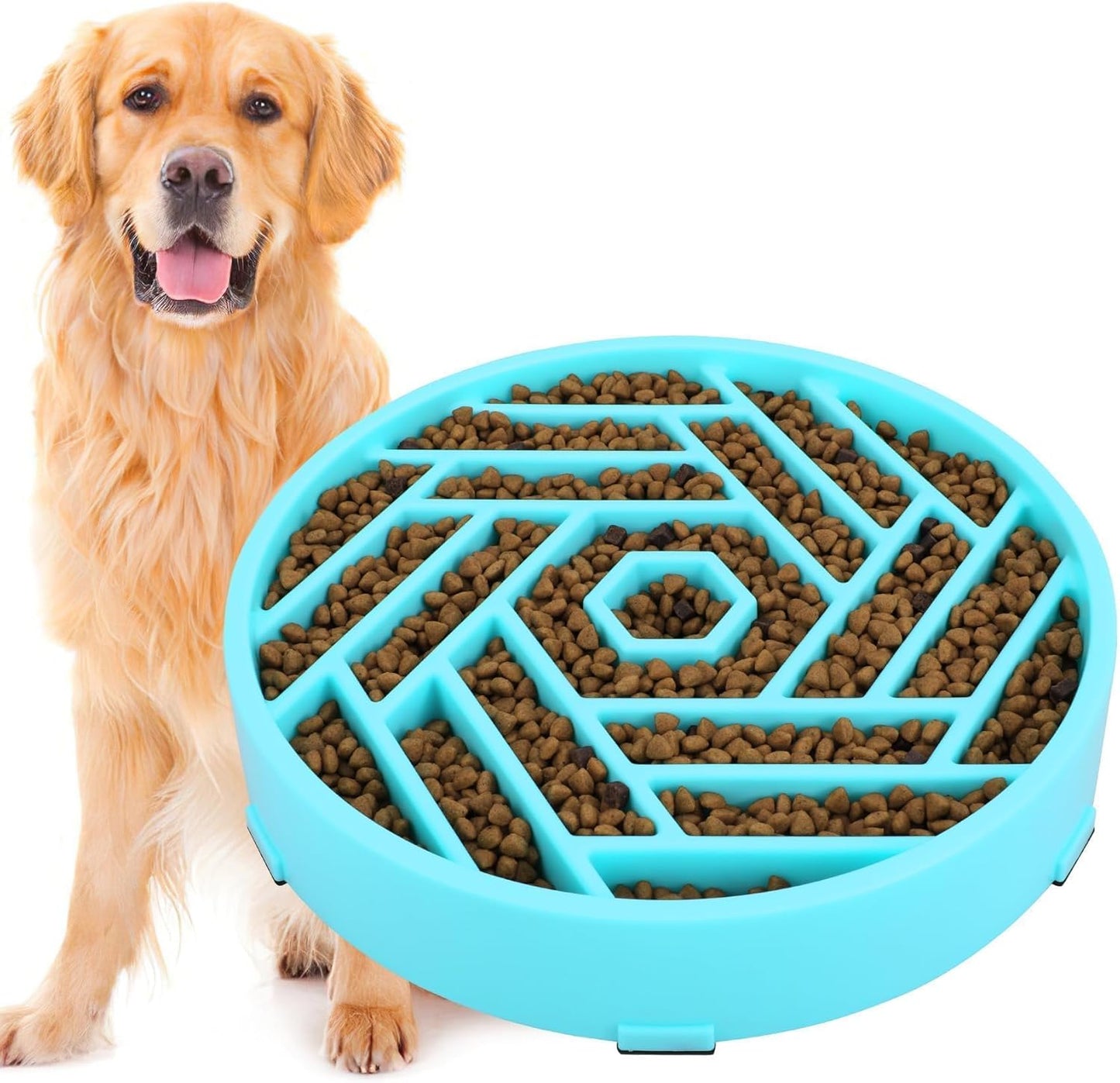 TOBYTO Slow Feeder Dog Bowls Large Medium Breed,Anti-Choking Slow Eating Dog Food Bowl,Non Slip Pet Slower Food Feeding Bowls Large Puzzle Slow Feeder Bloat Stop Maze Dog Dishes,Black