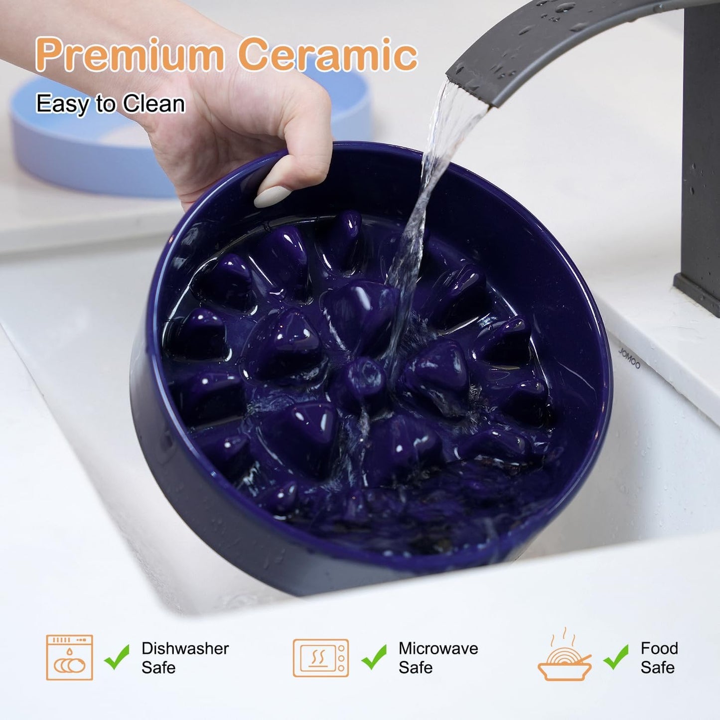 Sted Ceramic Slow Feeder Dog Bowls for Medium Large Breed, Slow Feeding Dog Bowl, Dogs Food Bowls for Fast Eaters, Puzzle Dogs Food Bowl with Silicone Base, Maze Black