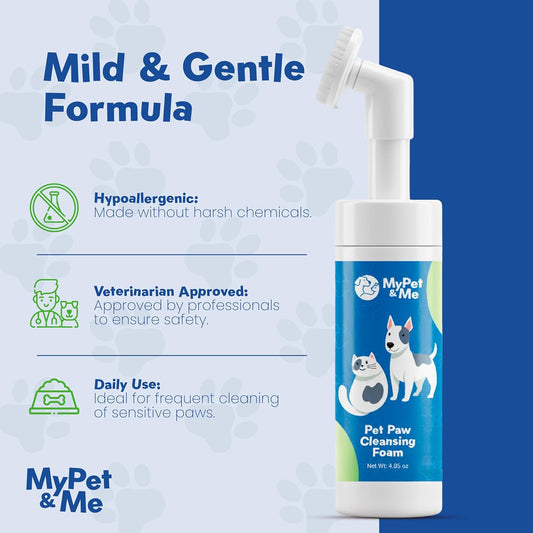 My Pet & Me - Dog Paw Cleaner - Foaming Cleanser for Easy Cleaning - No-Rinse Dog Paw Washer - Gentle Foot Cleaner for Dogs - Paw Wash for Small & Large Dogs - 4.05 oz