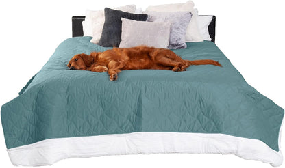 FurHaven Waterproof Blanket & Furniture Protector Cover with Non-Slip Backing, Machine Washable, Jumbo/King, Quilted Twill, Gray