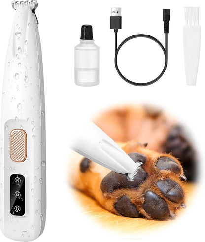 Palksky Dog Clippers for Grooming - 2 in1 Upgraded Electric Dog Paw Trimmer with Nail Grinder, Rechargeable Waterproof Paw Trimmer with Led Display for Dogs Paws, Ears, Face, Rump & Eyes