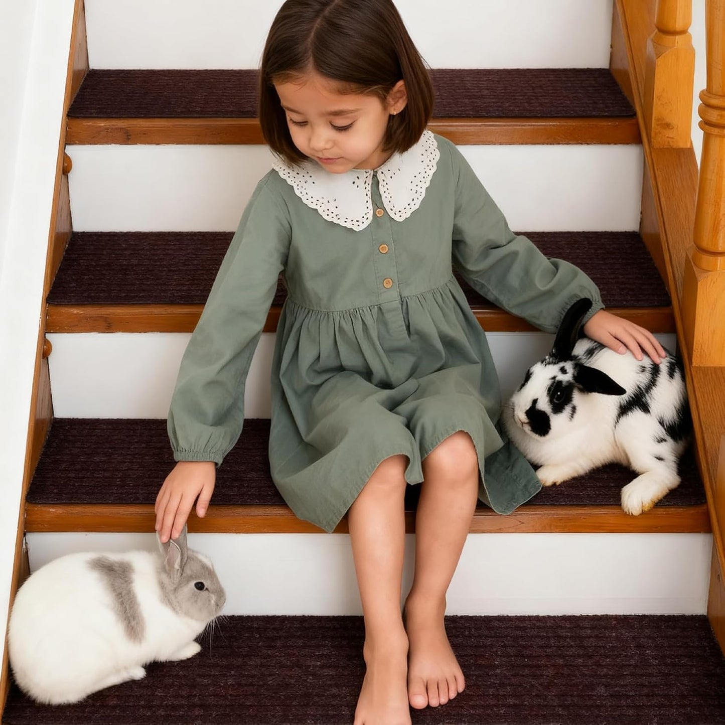Extra Wide Non Slip Stair Treads for Wooden Steps – 15 Pack 9" x36'' Extra Wide Carpet Runners with Reusable Adhesive, Step Pads for Dogs, Kids, Seniors, Machine Washable – Geige