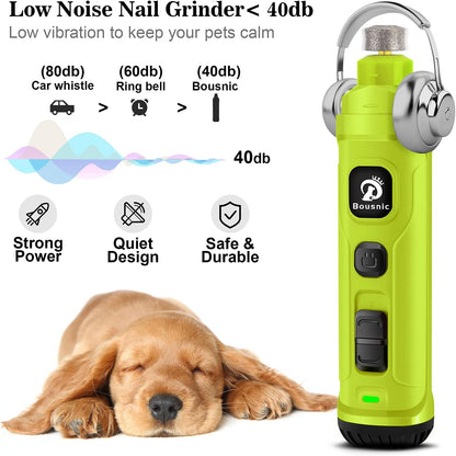 BOUSNIC Dog Nail Grinder with 2 LED Light - Super Quiet Pet Nail Grinder Powerful 2-Speed Electric Dog Nail Trimmer File Toenail Grinder for Puppy Small Medium Large Breed Dogs & Cats (Purple)