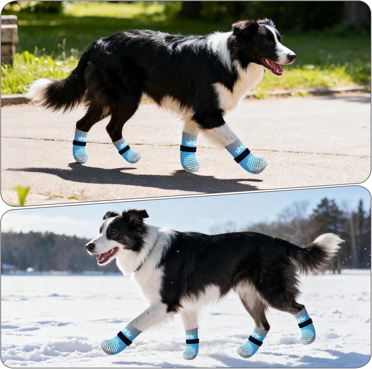 PUPTECK Anti Slip Dog Socks with Double Grippers for Hardwood Floors, Shoes for Hot/Cold Pavement, Boots & Paws Protectors to Prevent Licking, Traction Booties for Senior Small Large Dogs