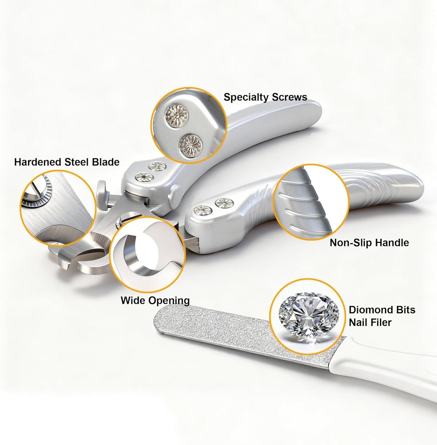 Dog Nail Clippers for Large Dogs, Heavy Duty Dog Nail Cutter, Extra Sharp Scissor for Meddium, Large and Extra Large Pets, with Dog Nail File